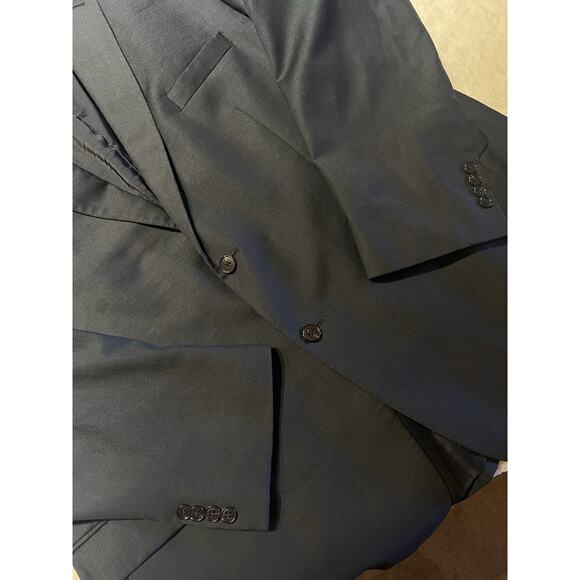 Jos A Bank Traveler Mens 52L 40x32 Solid Navy Blue 2 Piece Suit Tailored Fit - Picture 7 of 16